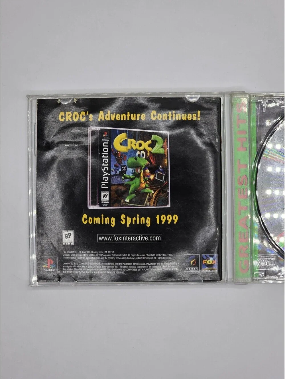 Croc: Legend of the Gobbos PS1 Playstation Greatest Hits green label black disc